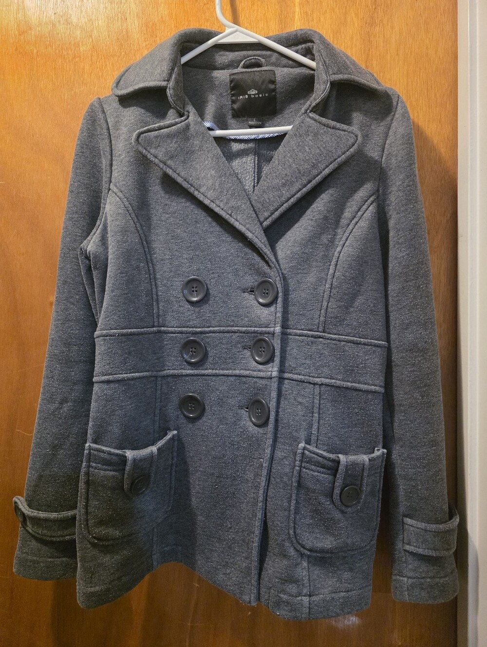 Iris Basic Charcoal Double-Breasted Pea Coat